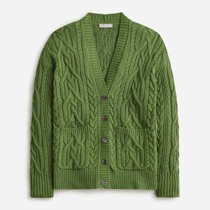 J. Crew Cable Knit Cardigan in Faded Moss Size XS NWT
